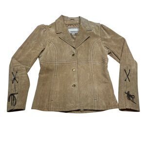 Wilsons Leather Maxima Lace Up Suede Tan Leather Jacket